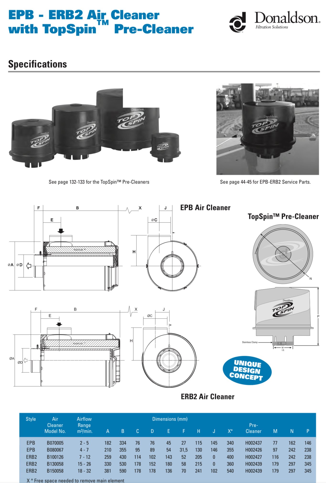 Donaldson Vorfilter Topspin Anschluss 77mm H002437